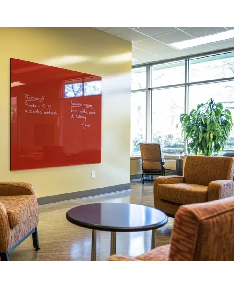 Červená korálová skleněná magnetická tabule Smatab® pro neziskové organizace