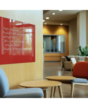 Červená korálová skleněná magnetická tabule Smatab® pro neziskové organizace