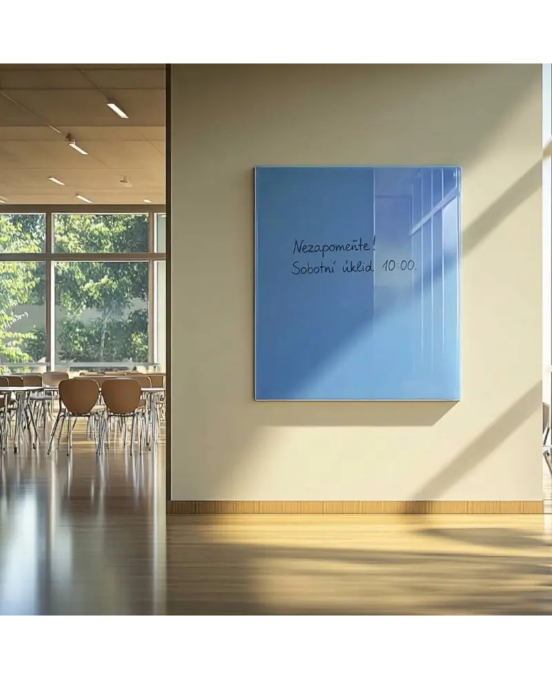 Modrá coelinová skleněná magnetická tabule Smatab® pro neziskové organizace