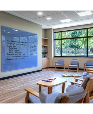 Modrá coelinová skleněná magnetická tabule Smatab® pro neziskové organizace