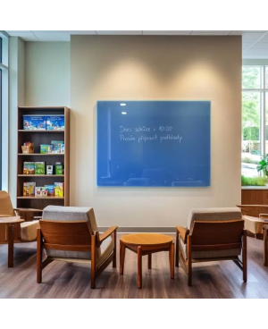 Modrá coelinová skleněná magnetická tabule Smatab® pro neziskové organizace