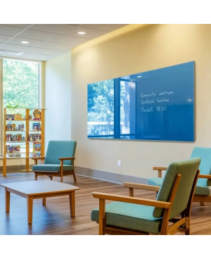 Modrá coelinová skleněná magnetická tabule Smatab® pro neziskové organizace