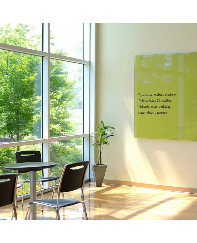 Zelená pistáciová skleněná magnetická tabule Smatab® pro neziskové organizace