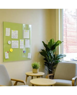 Zelená pistáciová skleněná magnetická tabule Smatab® pro neziskové organizace
