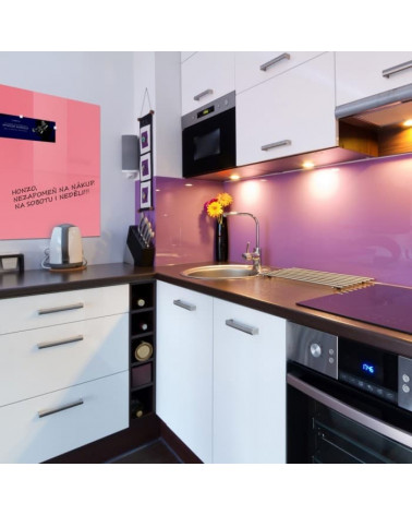 Skleněná magnetická tabule do kuchyně - růžová perlová Smatab®
