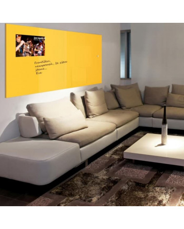 Skleněná magnetická tabule nalepovací na zeď - žlutá exotická Smatab®