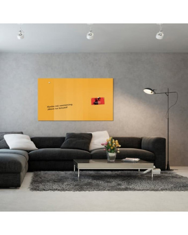 Skleněná magnetická tabule nalepovací na zeď - žlutá neapolská Smatab®