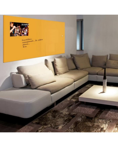 Skleněná magnetická tabule nalepovací na zeď - žlutá neapolská Smatab®