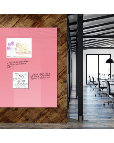 Skleněná magnetická tabule nalepovací na zeď - růžová perlová Smatab®
