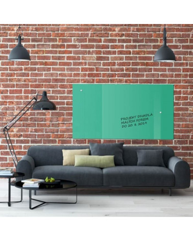 Skleněná magnetická tabule nalepovací na zeď - zelená smaragdová Smatab®