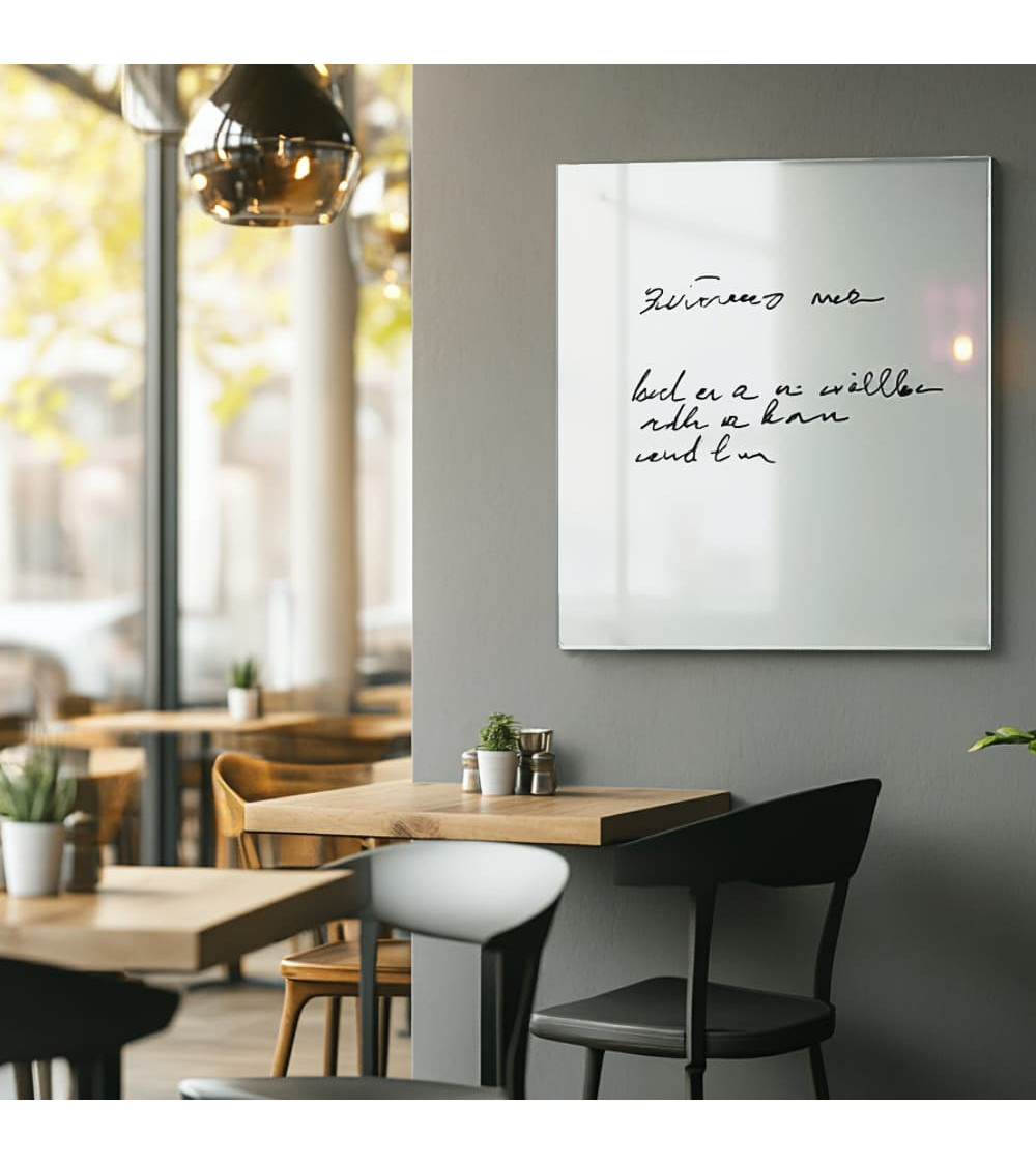 Skleněná magnetická tabule do restaurace - bílá satinová Smatab®