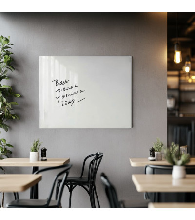 Skleněná magnetická tabule do restaurace - bílá satinová Smatab®