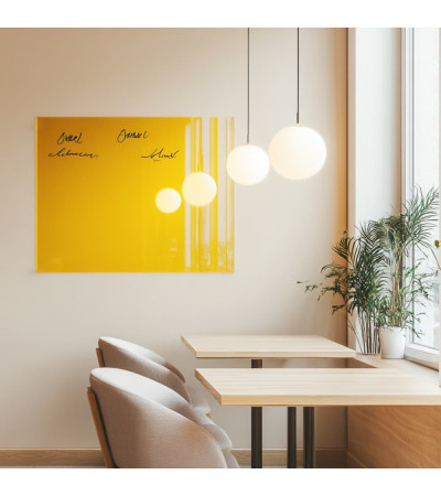 Skleněná magnetická tabule do restaurace - žlutá exotická Smatab®
