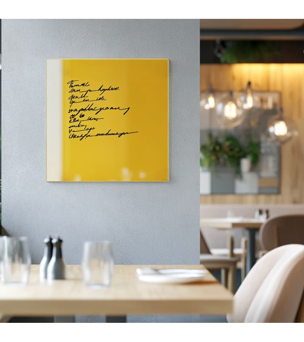 Skleněná magnetická tabule do restaurace - žlutá exotická Smatab®