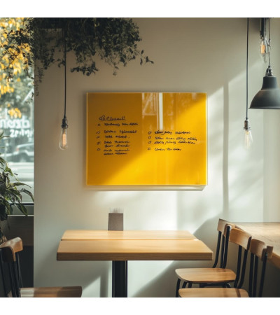 Skleněná magnetická tabule do restaurace - žlutá neapolská Smatab®