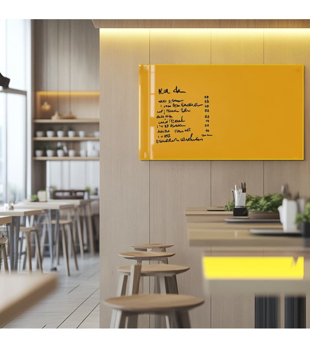 Skleněná magnetická tabule do restaurace - žlutá neapolská Smatab®