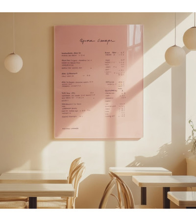 Skleněná magnetická tabule do restaurace - růžová tělová Smatab®