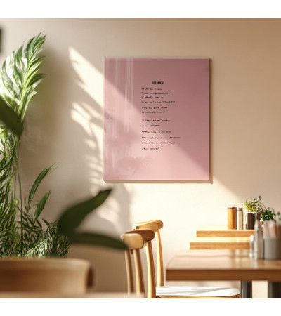 Skleněná magnetická tabule do restaurace - růžová tělová Smatab®