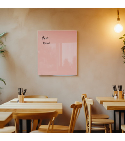 Skleněná magnetická tabule do restaurace - růžová tělová Smatab®