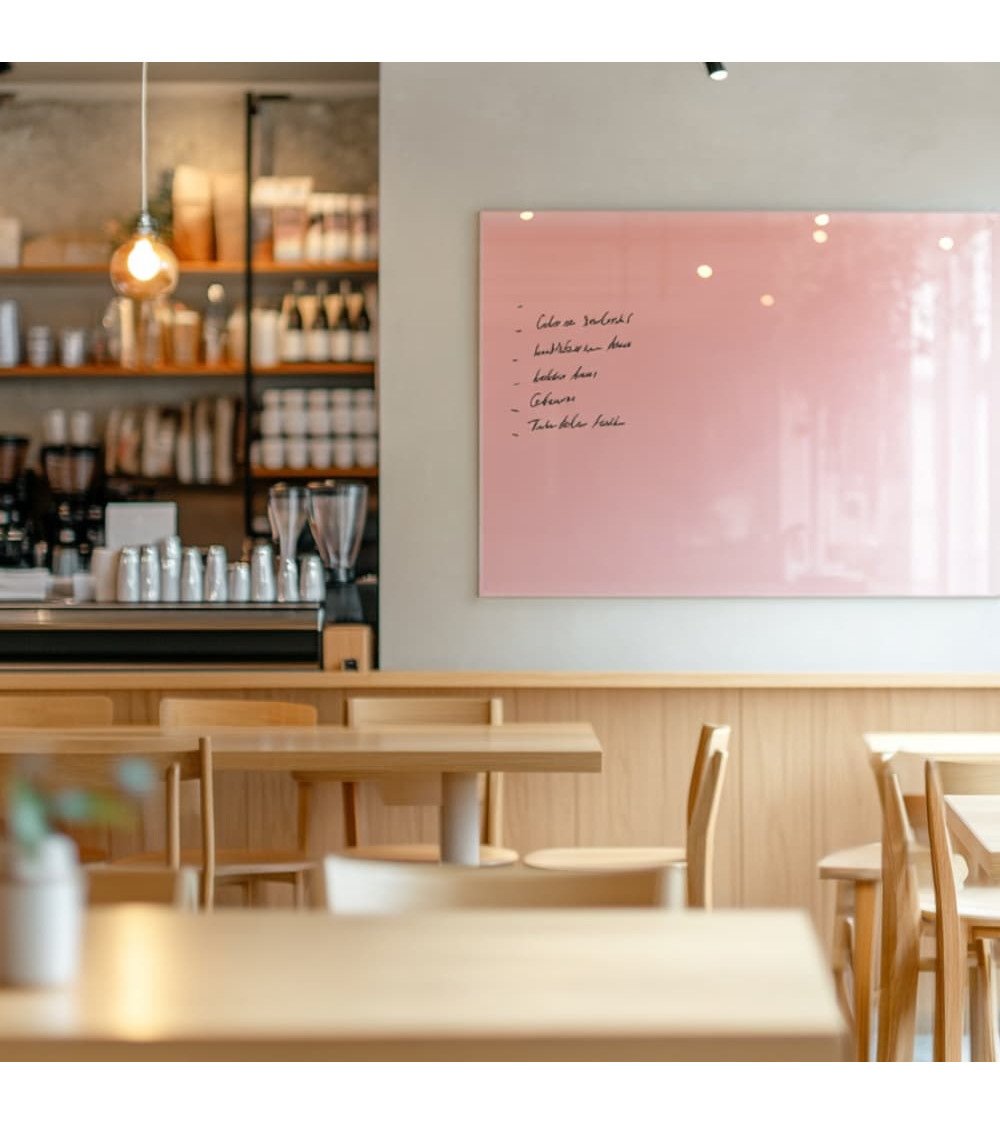Skleněná magnetická tabule do restaurace - růžová tělová Smatab®