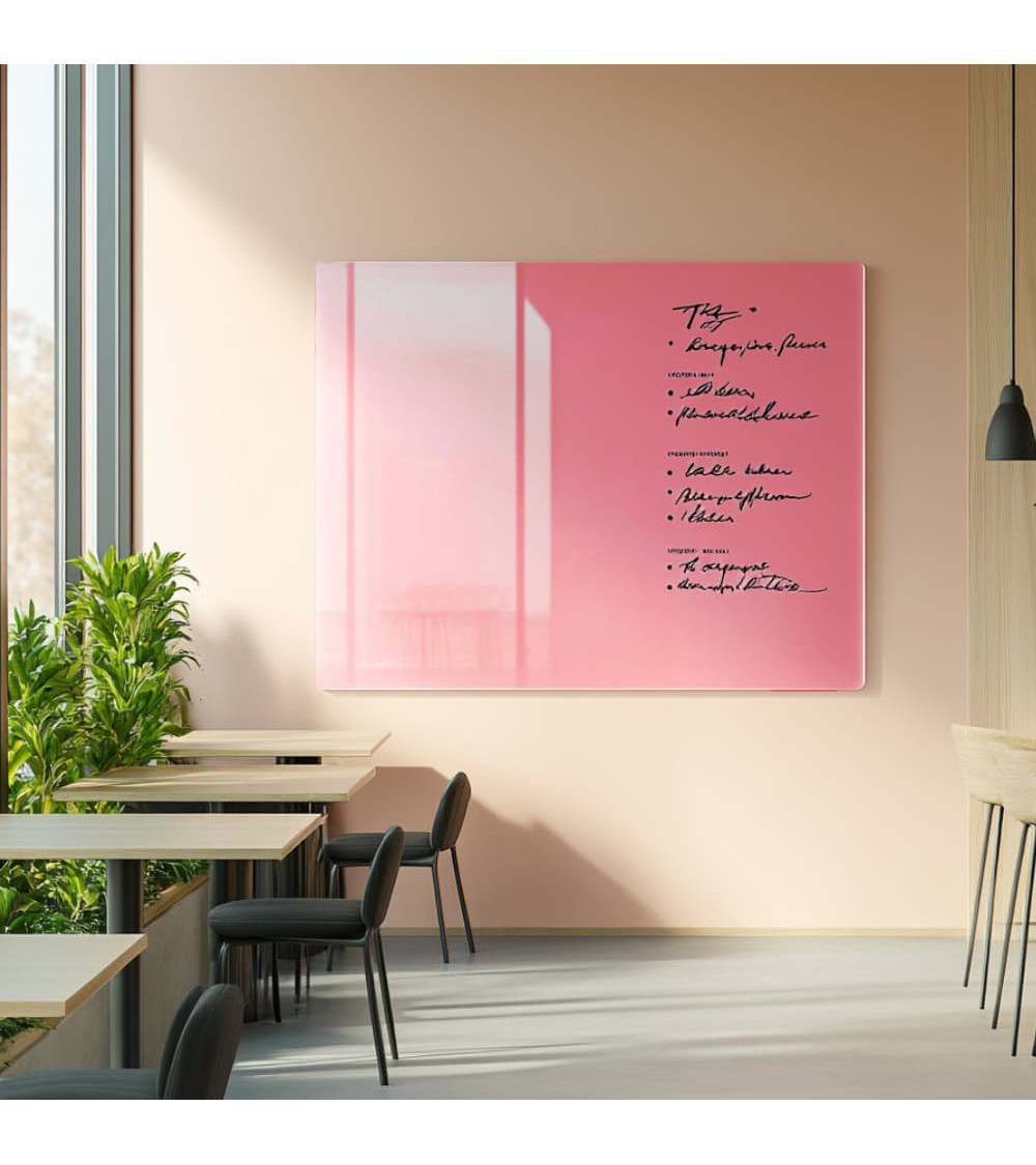 Skleněná magnetická tabule do restaurace - růžová perlová Smatab®