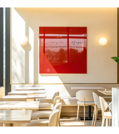 Skleněná magnetická tabule do restaurace - červená korálová Smatab®