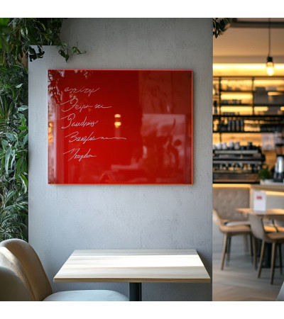 Skleněná magnetická tabule do restaurace - červená korálová Smatab®