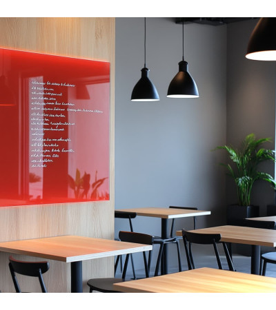 Skleněná magnetická tabule do restaurace - červená korálová Smatab®