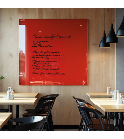 Skleněná magnetická tabule do restaurace - červená korálová Smatab®