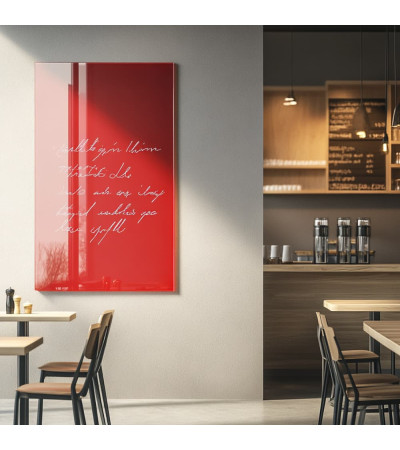 Skleněná magnetická tabule do restaurace - červená korálová Smatab®