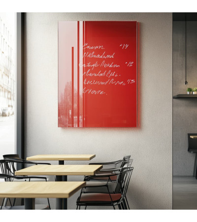 Skleněná magnetická tabule do restaurace - červená korálová Smatab®