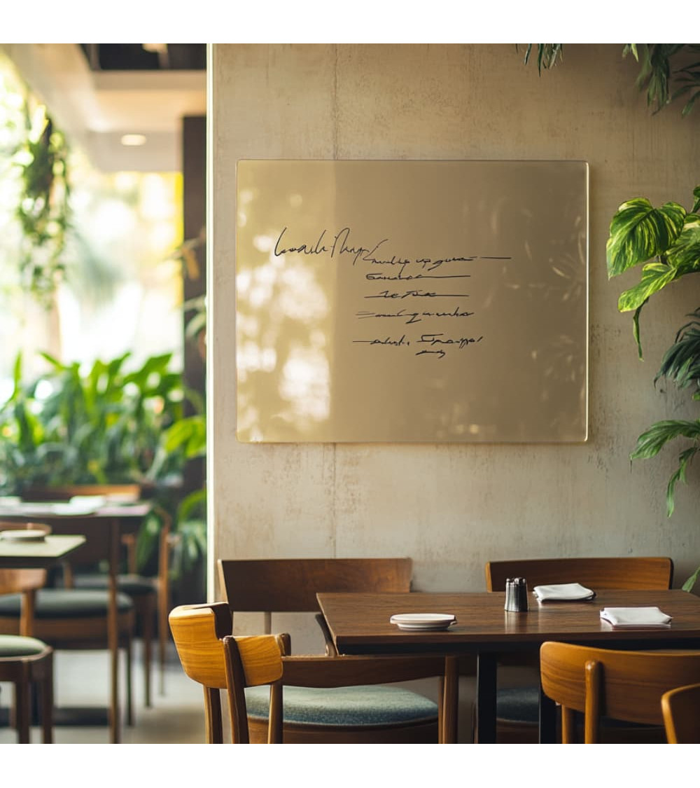 Skleněná magnetická tabule do restaurace - okrová umbra Smatab®