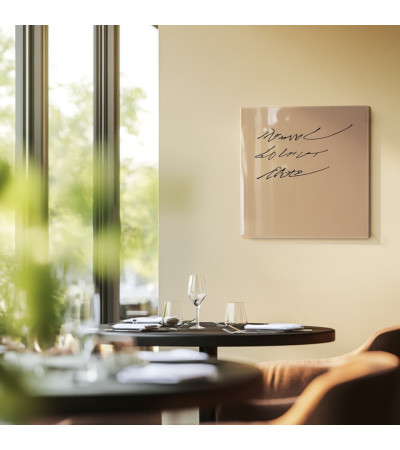 Skleněná magnetická tabule do restaurace - okrová umbra Smatab®