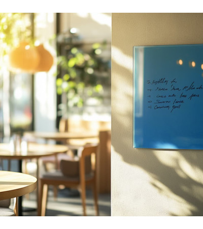 Skleněná magnetická tabule do restaurace - modrá coelinová Smatab®