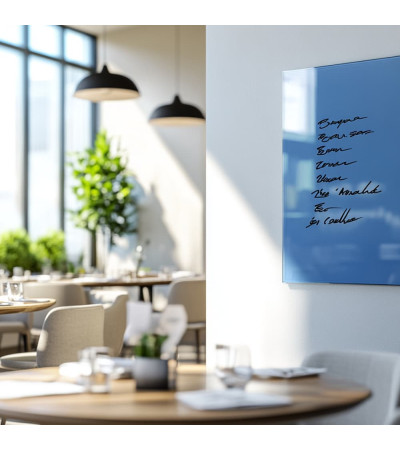 Skleněná magnetická tabule do restaurace - modrá coelinová Smatab®