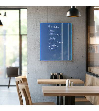 Skleněná magnetická tabule do restaurace - modrá coelinová Smatab®
