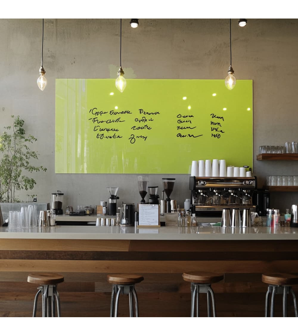 Skleněná magnetická tabule do restaurace - zelená pistáciová Smatab®