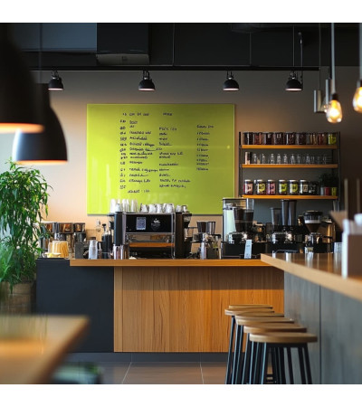 Skleněná magnetická tabule do restaurace - zelená pistáciová Smatab®