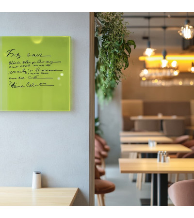 Skleněná magnetická tabule do restaurace - zelená pistáciová Smatab®