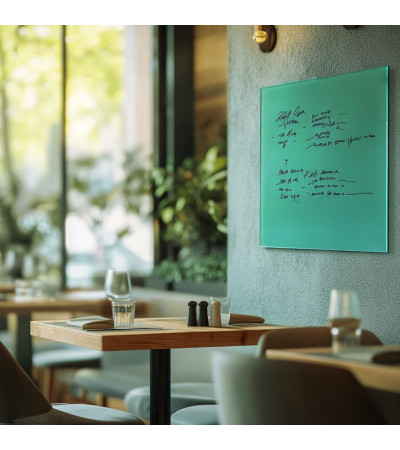 Skleněná magnetická tabule do restaurace - zelená veronesova Smatab®