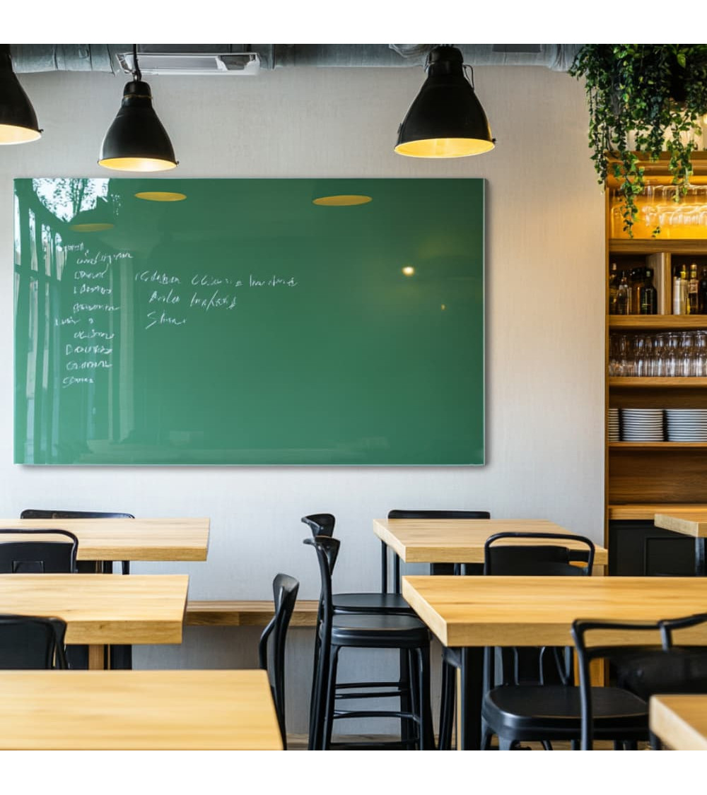 Skleněná magnetická tabule do restaurace - zelená veronesova Smatab®