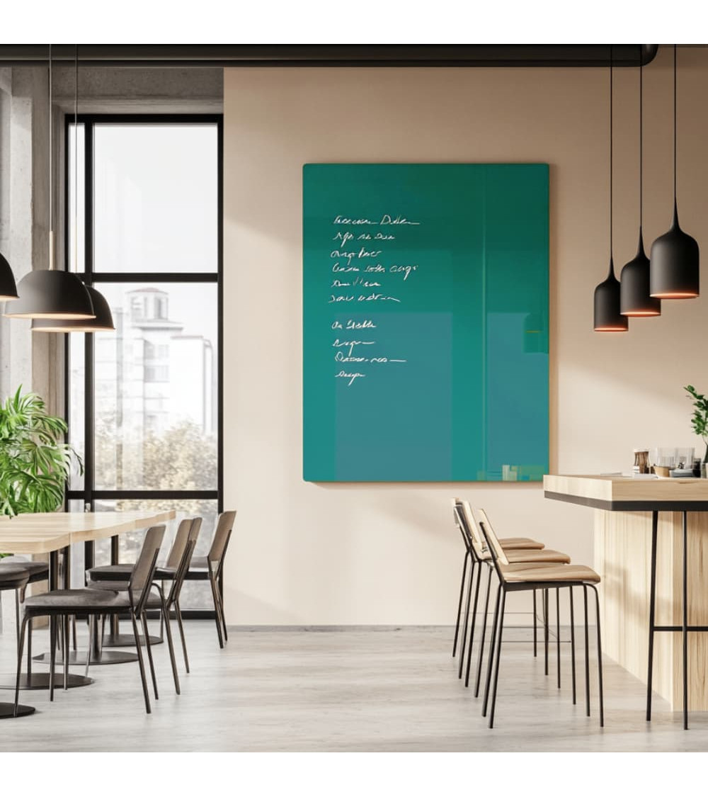 Skleněná magnetická tabule do restaurace - zelená smaragdová Smatab®