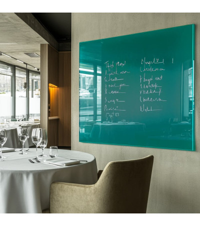 Skleněná magnetická tabule do restaurace - zelená smaragdová Smatab®