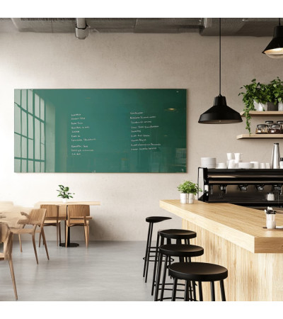 Skleněná magnetická tabule do restaurace - zelená smaragdová Smatab®