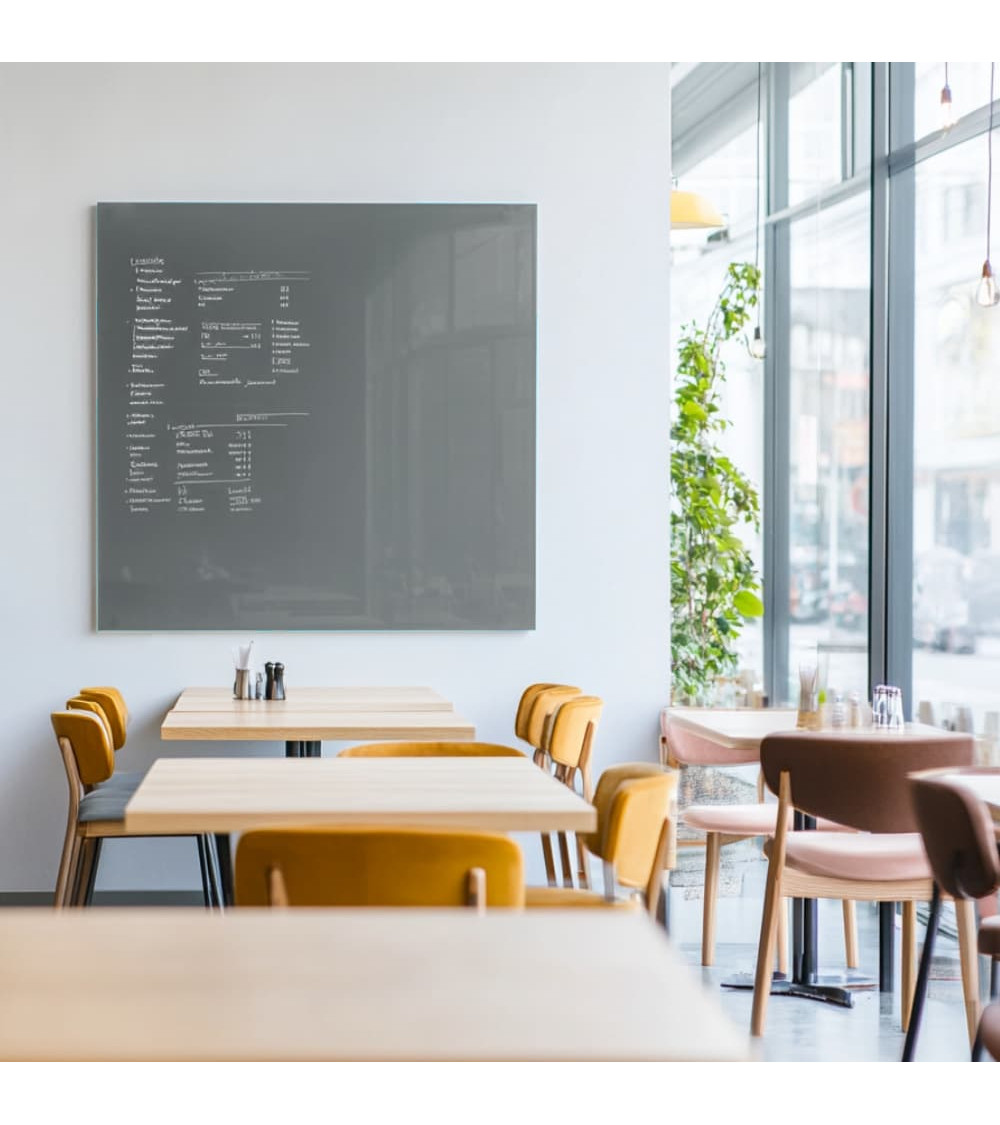 Skleněná magnetická tabule do restaurace - šedá paynova Smatab®