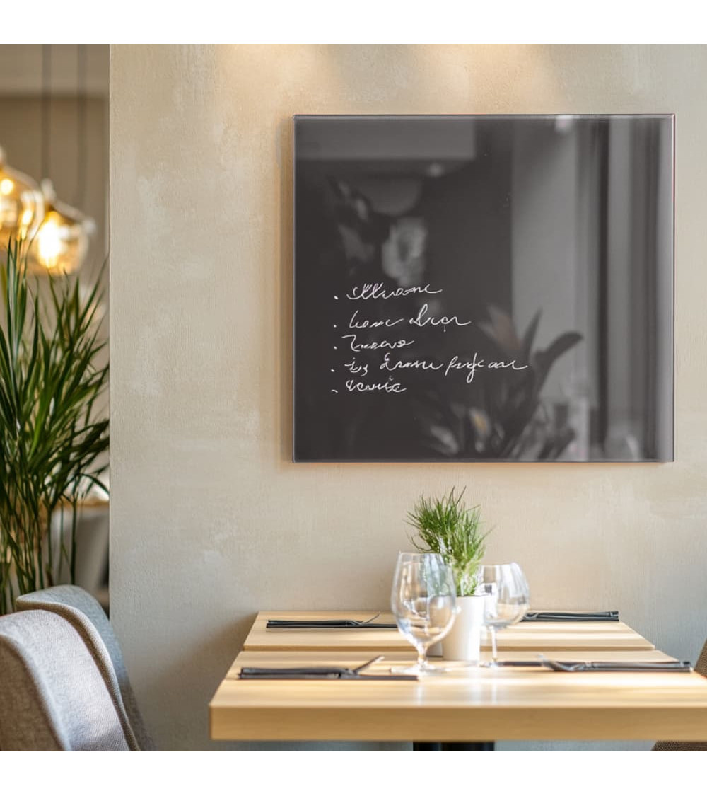 Skleněná magnetická tabule do restaurace - šedá antracitová Smatab®
