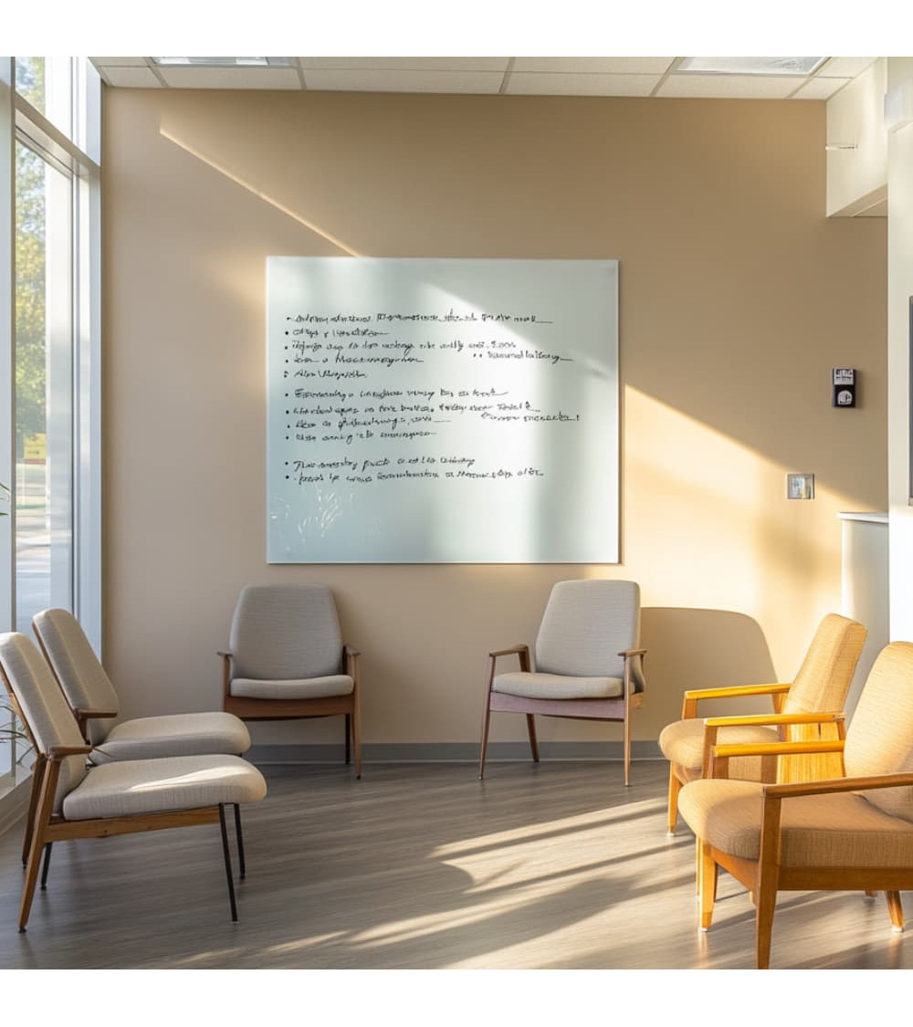 Bílá satinová skleněná magnetická tabule na míru Smatab®