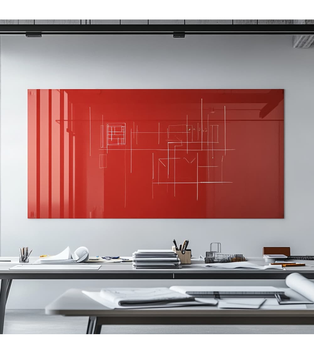 Červená korálová skleněná magnetická tabule na míru Smatab®