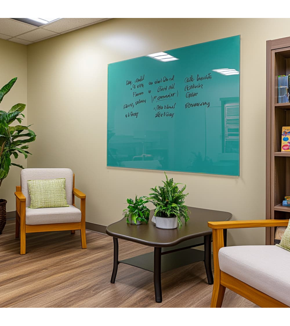 Zelená smaragdová skleněná magnetická tabule na míru Smatab®