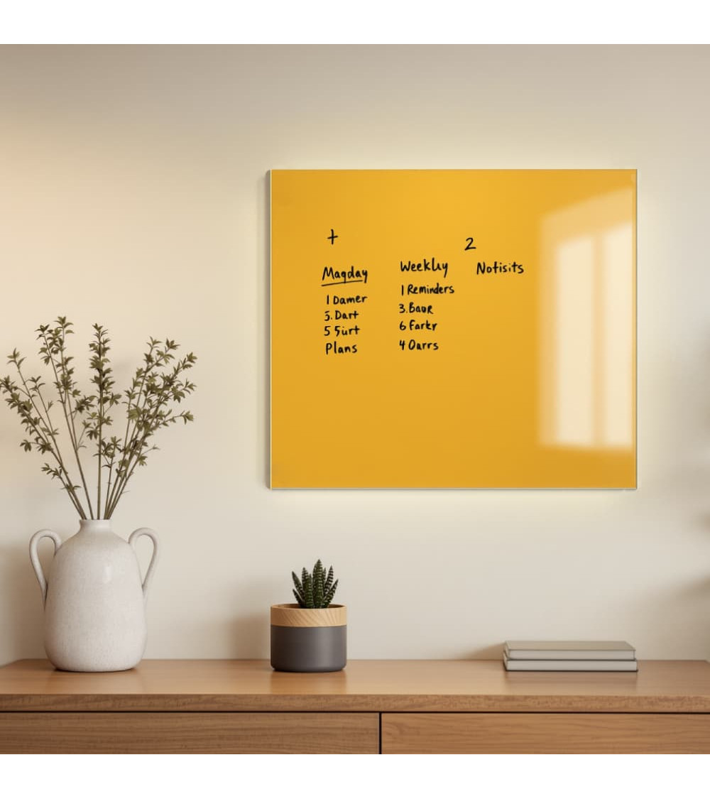 Skleněná magnetická tabule domácí - žlutá exotická Smatab®